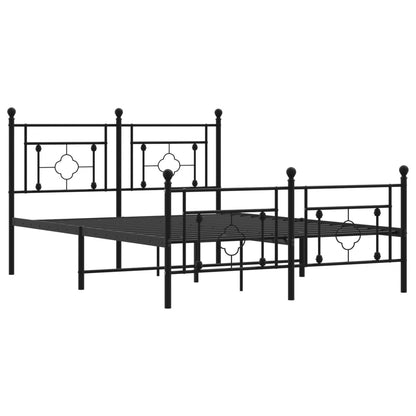 vidaXL Metal Bed Frame without Mattress with Footboard Black 135x190cm