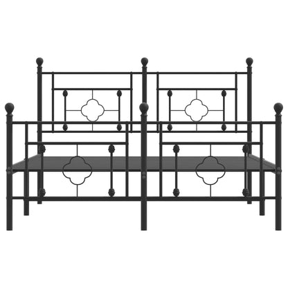 vidaXL Metal Bed Frame without Mattress with Footboard Black 135x190cm