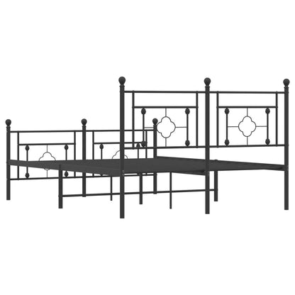 vidaXL Metal Bed Frame without Mattress with Footboard Black 135x190cm