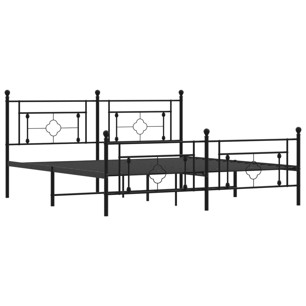 vidaXL Metal Bed Frame without Mattress with Footboard Black 183x213cm