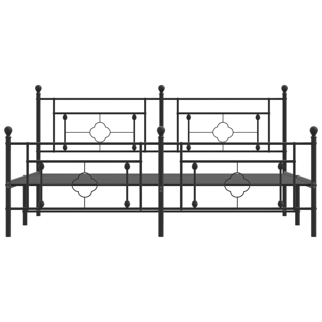 vidaXL Metal Bed Frame without Mattress with Footboard Black 183x213cm