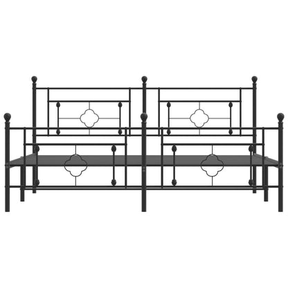 vidaXL Metal Bed Frame without Mattress with Footboard Black 183x213cm