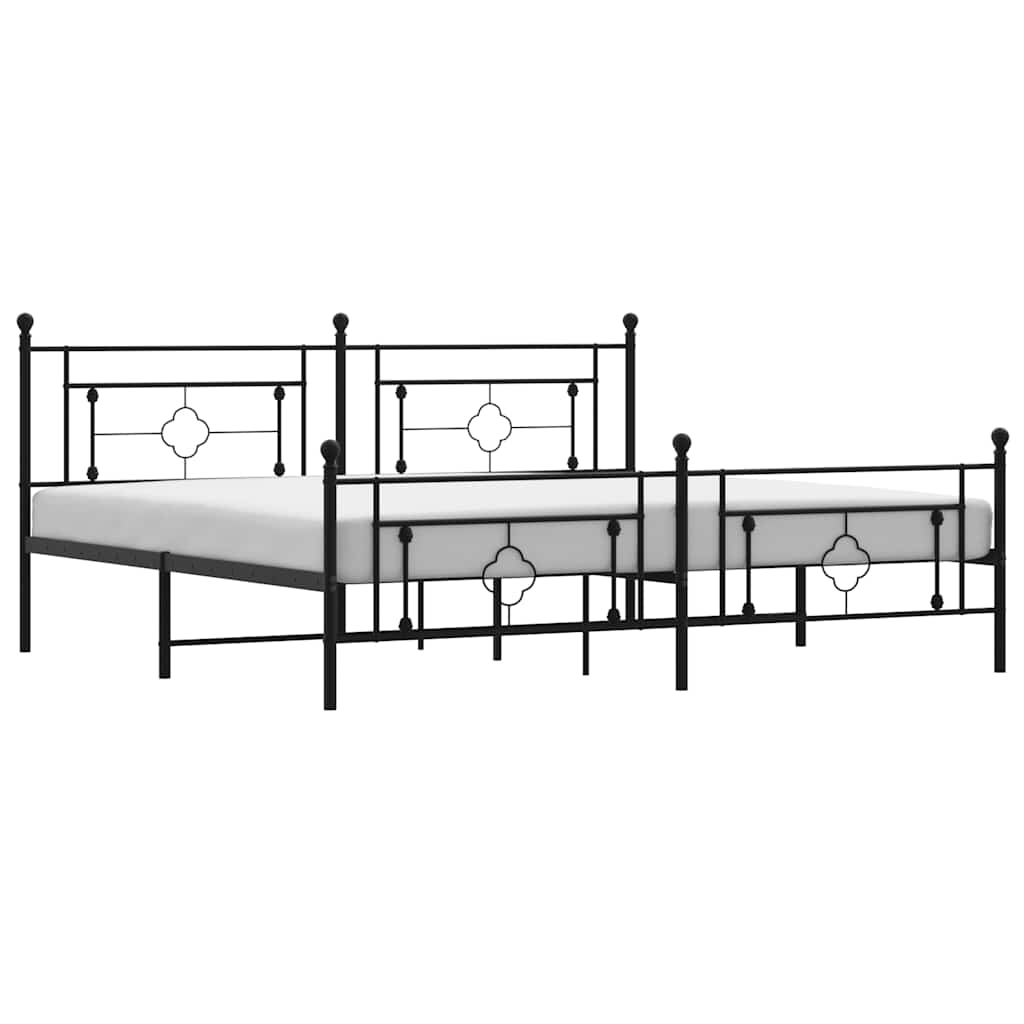 vidaXL Metal Bed Frame without Mattress with Footboard Black 193x203cm