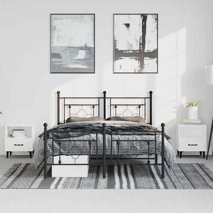 vidaXL Metal Bed Frame without Mattress with Footboard Black 193x203cm