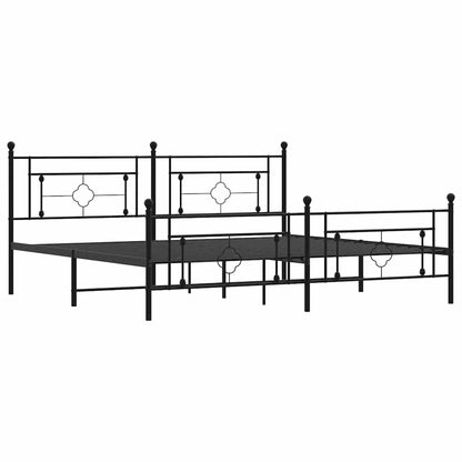 vidaXL Metal Bed Frame without Mattress with Footboard Black 193x203cm