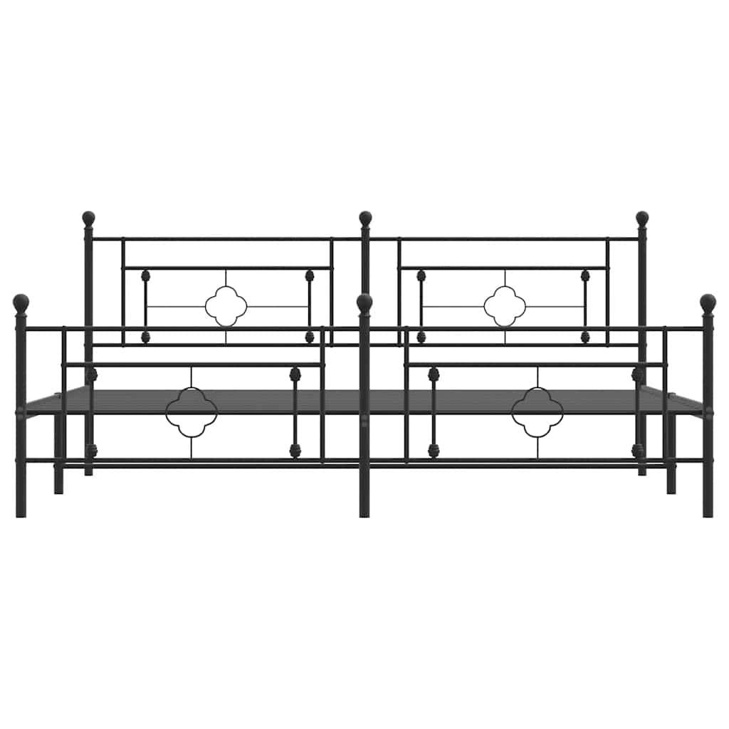 vidaXL Metal Bed Frame without Mattress with Footboard Black 193x203cm