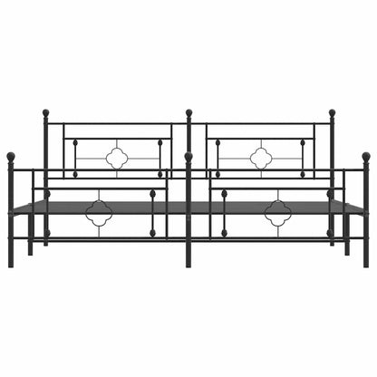 vidaXL Metal Bed Frame without Mattress with Footboard Black 193x203cm