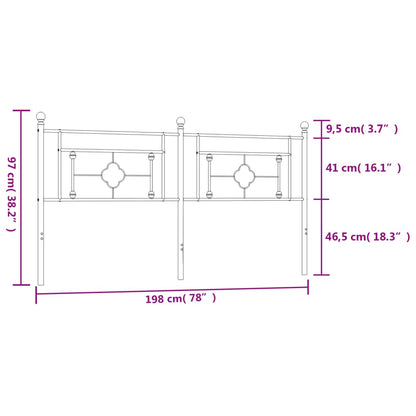 vidaXL Metal Replace Headboard Black 193 cm