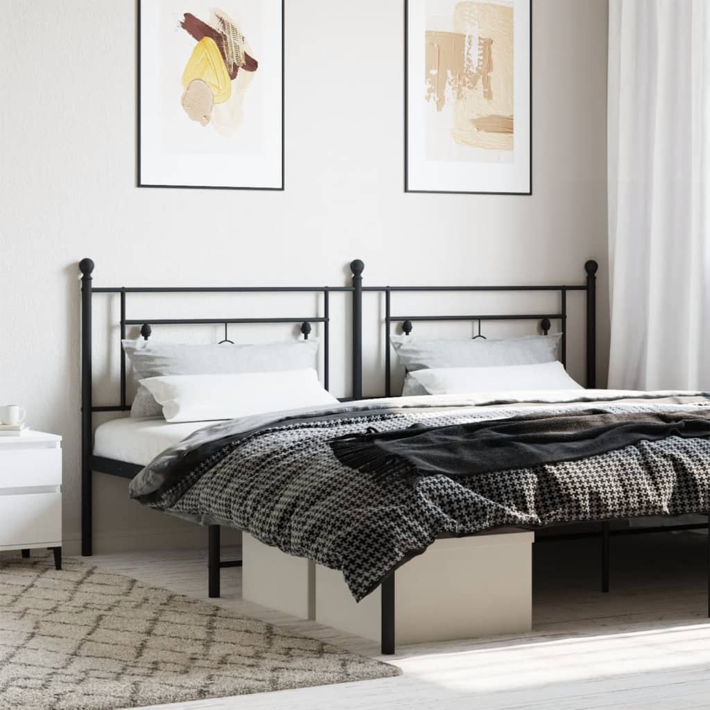 vidaXL Metal Replace Headboard Black 200 cm