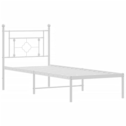 vidaXL Metal Bed Frame without Mattress with Headboard White 75x190cm