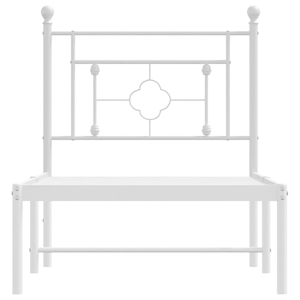 vidaXL Metal Bed Frame without Mattress with Headboard White 75x190cm