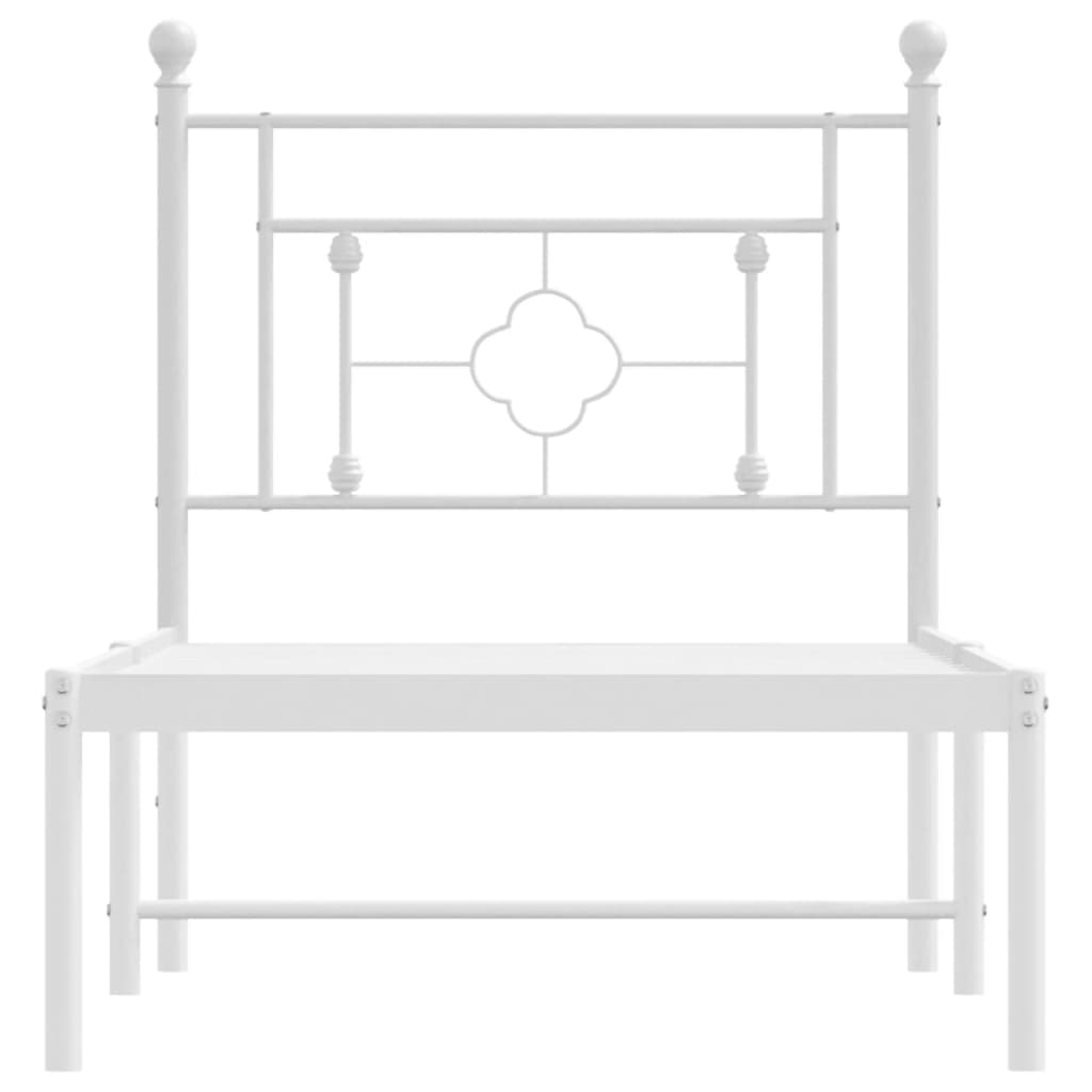 vidaXL Metal Bed Frame without Mattress with Headboard White 80x200cm