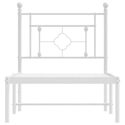 vidaXL Metal Bed Frame without Mattress with Headboard White 80x200cm