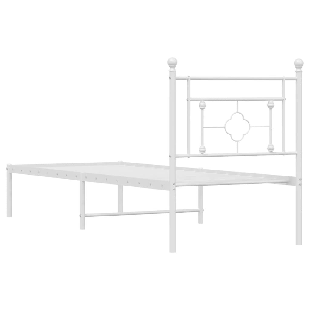 vidaXL Metal Bed Frame without Mattress with Headboard White 80x200cm
