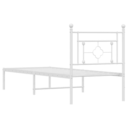 vidaXL Metal Bed Frame without Mattress with Headboard White 80x200cm