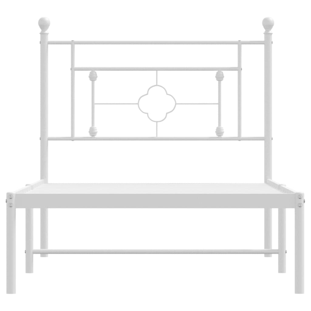 vidaXL Metal Bed Frame without Mattress with Headboard White 90x200cm