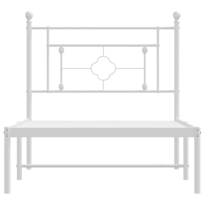 vidaXL Metal Bed Frame without Mattress with Headboard White 90x200cm