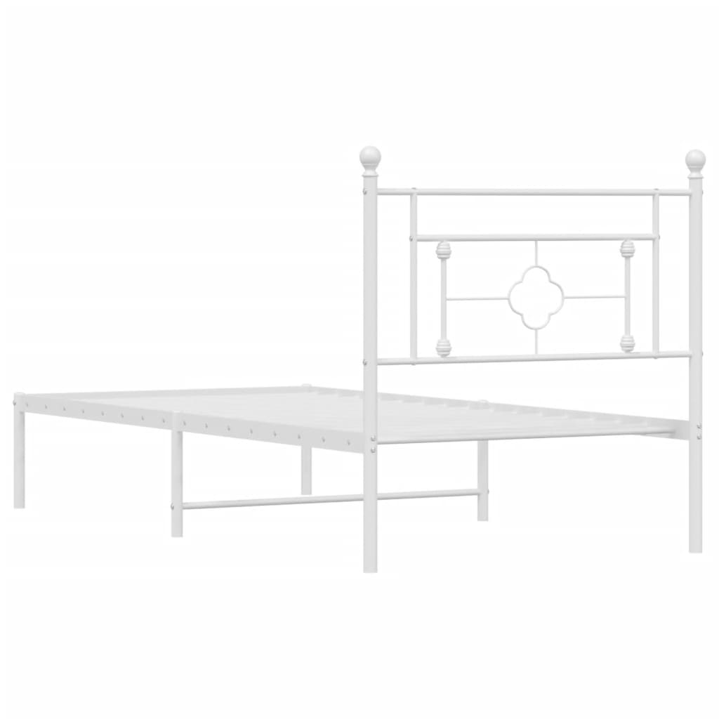 vidaXL Metal Bed Frame without Mattress with Headboard White 90x200cm