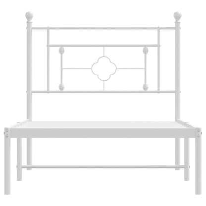 vidaXL Metal Bed Frame without Mattress with Headboard White 100x200cm