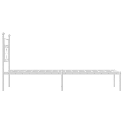 vidaXL Metal Bed Frame without Mattress with Headboard White 100x200cm