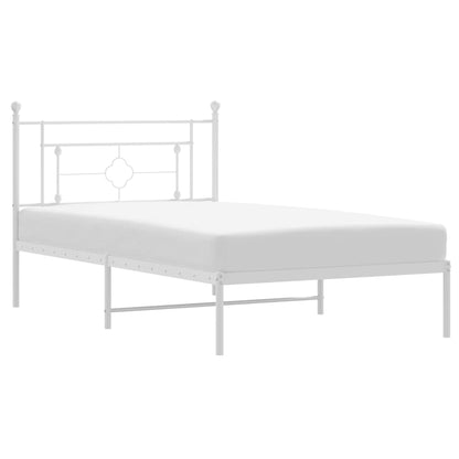vidaXL Metal Bed Frame without Mattress with Headboard White 107x203cm