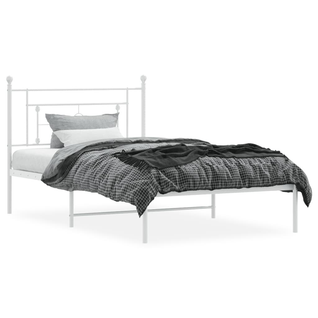 vidaXL Metal Bed Frame without Mattress with Headboard White 107x203cm