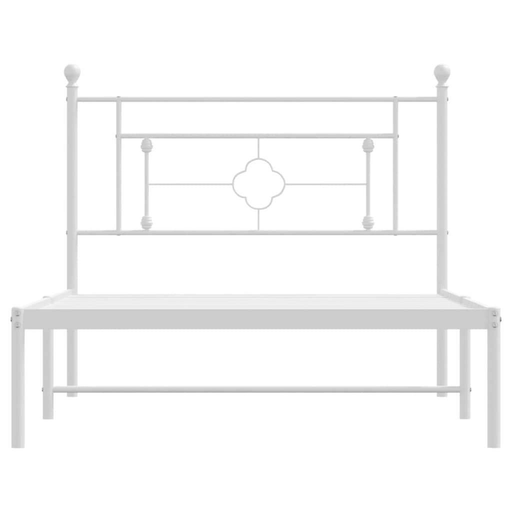 vidaXL Metal Bed Frame without Mattress with Headboard White 107x203cm