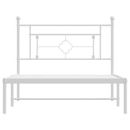 vidaXL Metal Bed Frame without Mattress with Headboard White 107x203cm