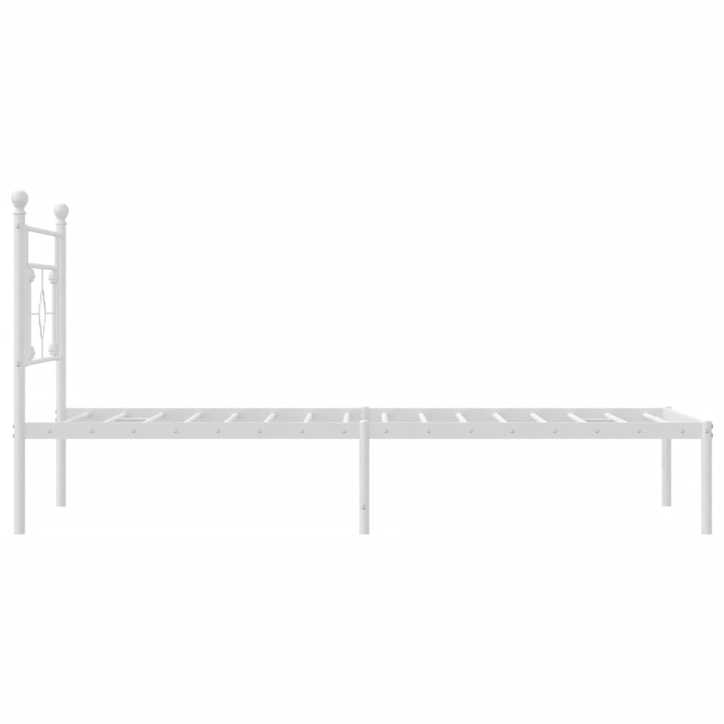 vidaXL Metal Bed Frame without Mattress with Headboard White 107x203cm