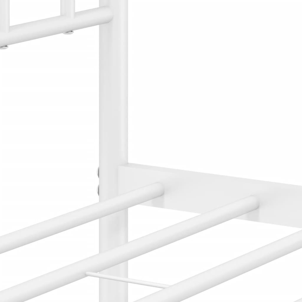 vidaXL Metal Bed Frame without Mattress with Headboard White 107x203cm
