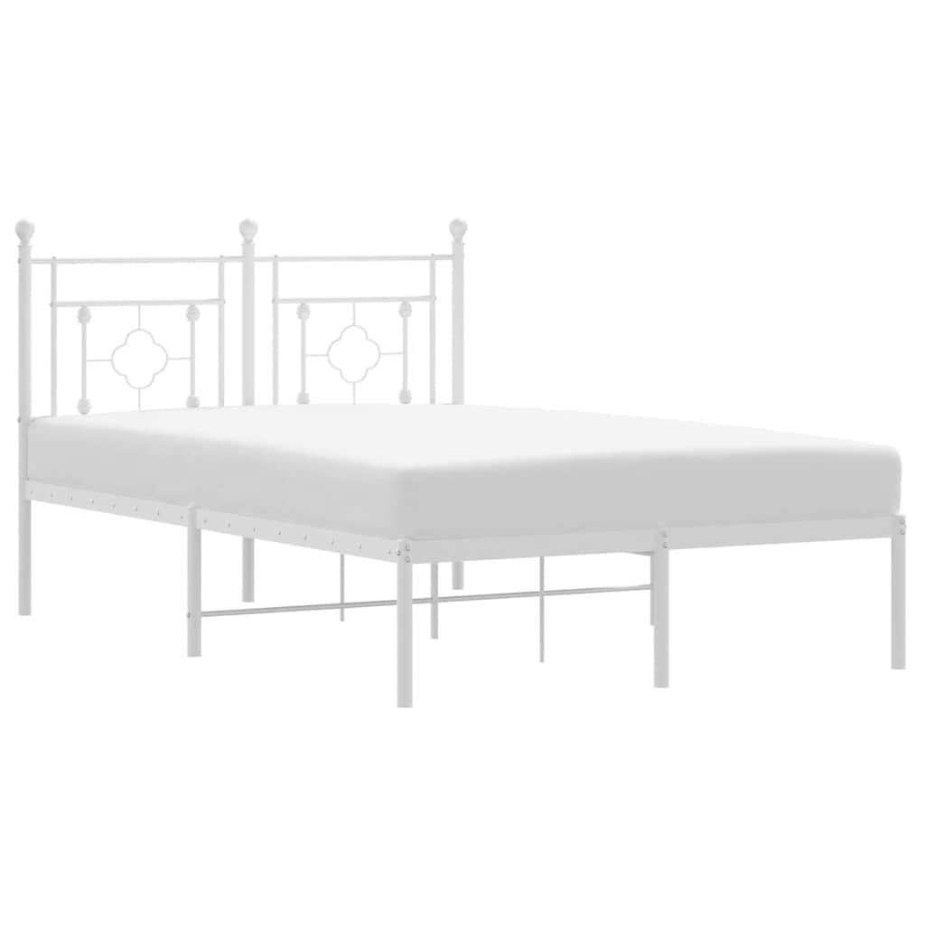 vidaXL Metal Bed Frame without Mattress with Headboard White 120x190cm