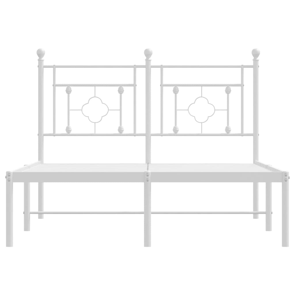 vidaXL Metal Bed Frame without Mattress with Headboard White 120x190cm
