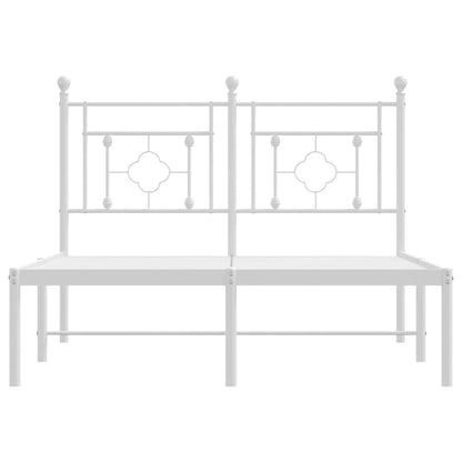 vidaXL Metal Bed Frame without Mattress with Headboard White 120x190cm