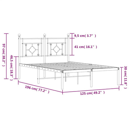 vidaXL Metal Bed Frame without Mattress with Headboard White 120x190cm