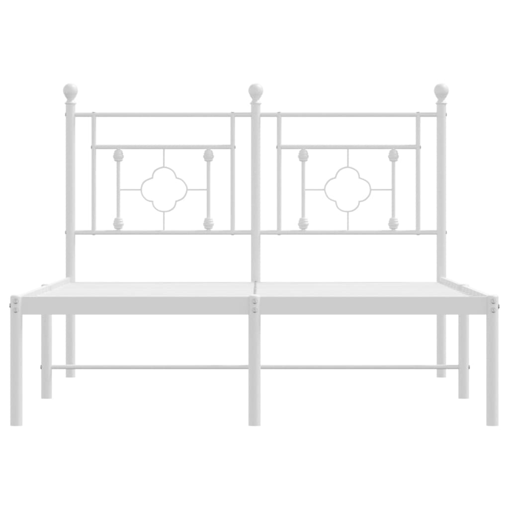 vidaXL Metal Bed Frame without Mattress with Headboard White 120x200cm