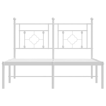 vidaXL Metal Bed Frame without Mattress with Headboard White 120x200cm