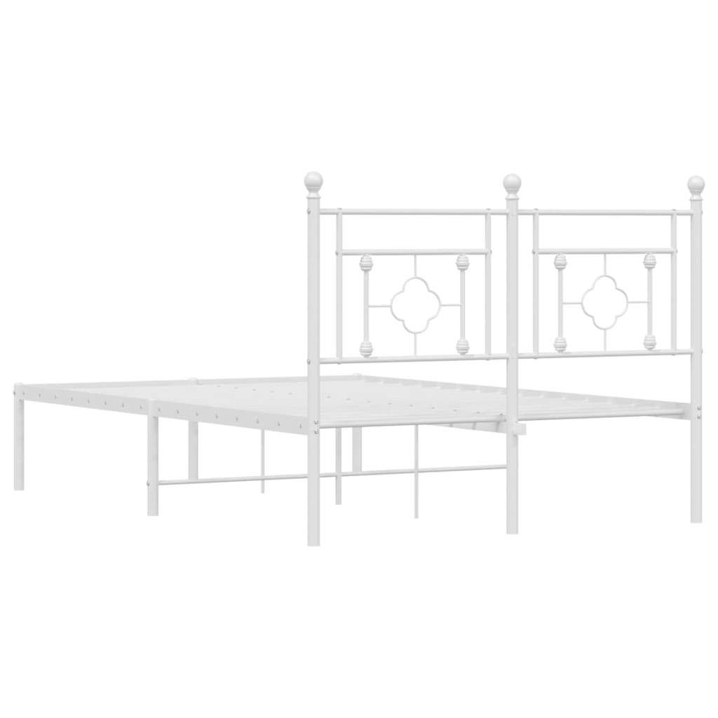 vidaXL Metal Bed Frame without Mattress with Headboard White 120x200cm