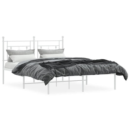 vidaXL Metal Bed Frame without Mattress with Headboard White 135x190cm