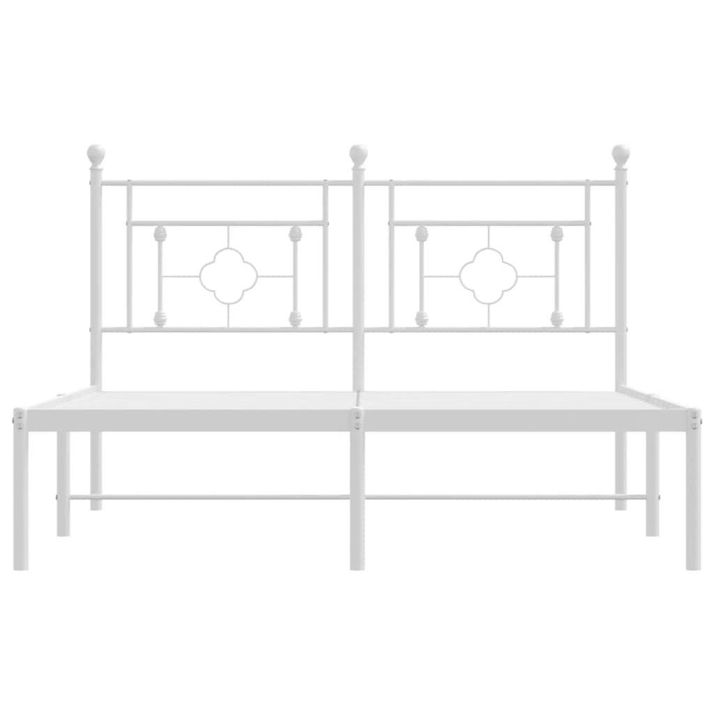 vidaXL Metal Bed Frame without Mattress with Headboard White 135x190cm