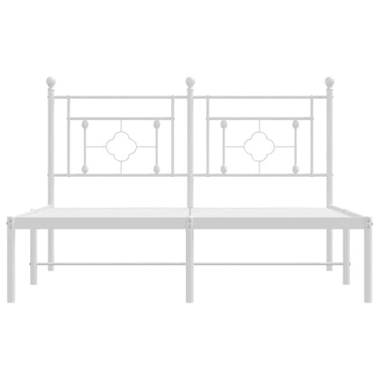 vidaXL Metal Bed Frame without Mattress with Headboard White 135x190cm