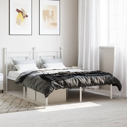 vidaXL Metal Bed Frame without Mattress with Headboard White 135x190cm