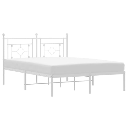 vidaXL Metal Bed Frame without Mattress with Headboard White 140x190cm