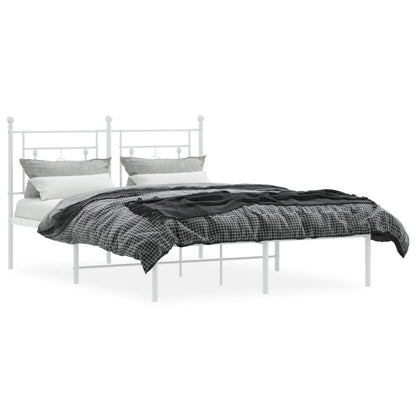vidaXL Metal Bed Frame without Mattress with Headboard White 140x190cm