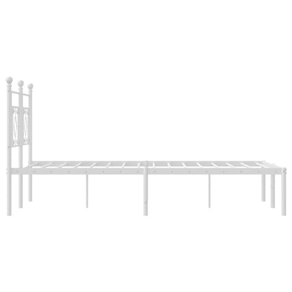 vidaXL Metal Bed Frame without Mattress with Headboard White 140x190cm
