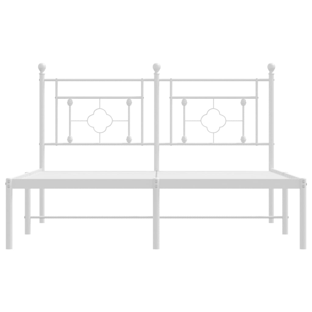 vidaXL Metal Bed Frame without Mattress with Headboard White 140x200cm