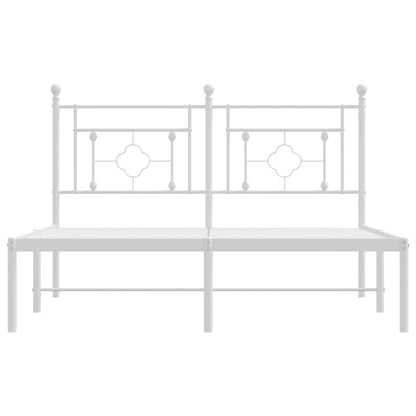 vidaXL Metal Bed Frame without Mattress with Headboard White 140x200cm