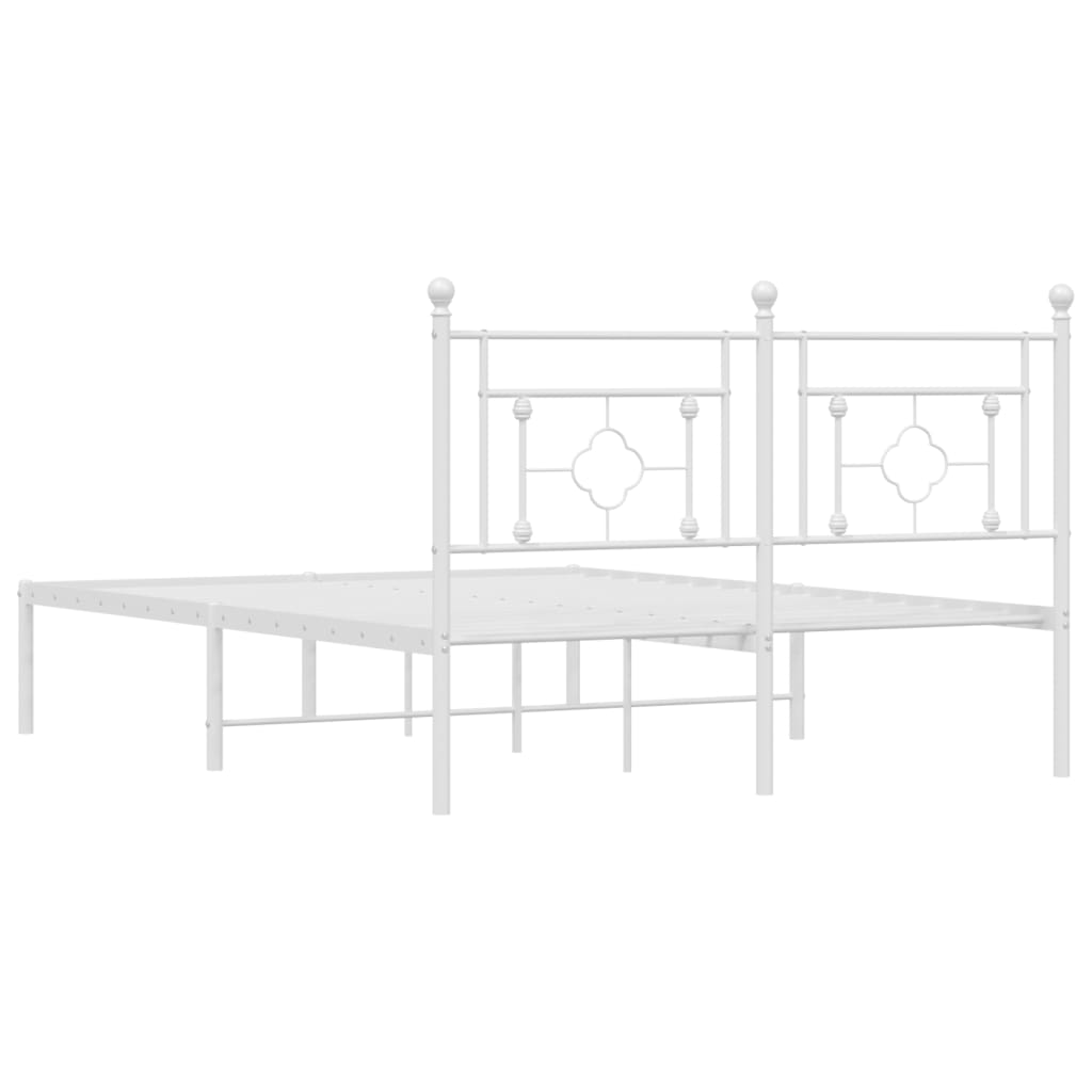 vidaXL Metal Bed Frame without Mattress with Headboard White 140x200cm