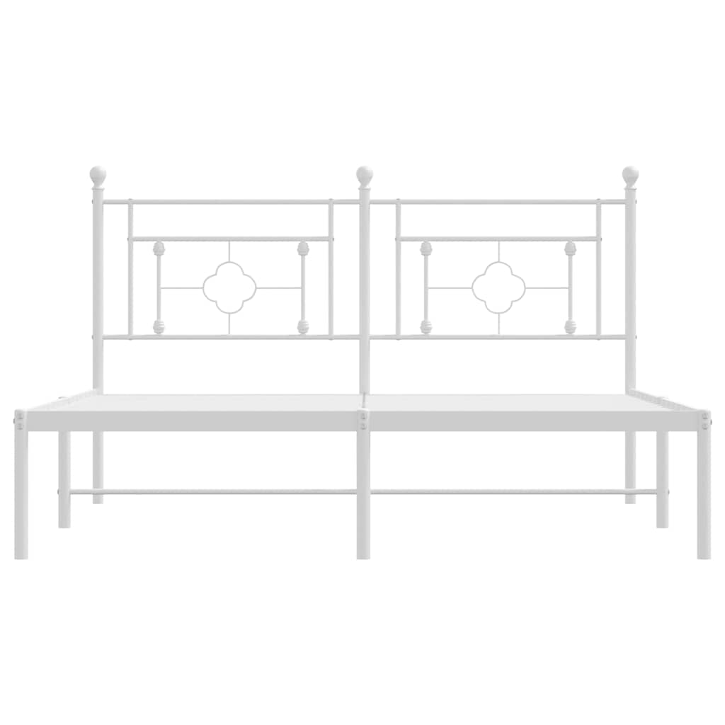 vidaXL Metal Bed Frame without Mattress with Headboard White 150x200cm