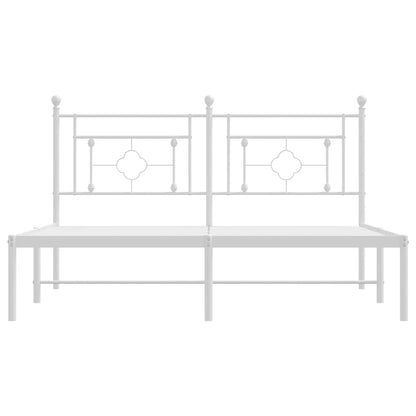 vidaXL Metal Bed Frame without Mattress with Headboard White 150x200cm