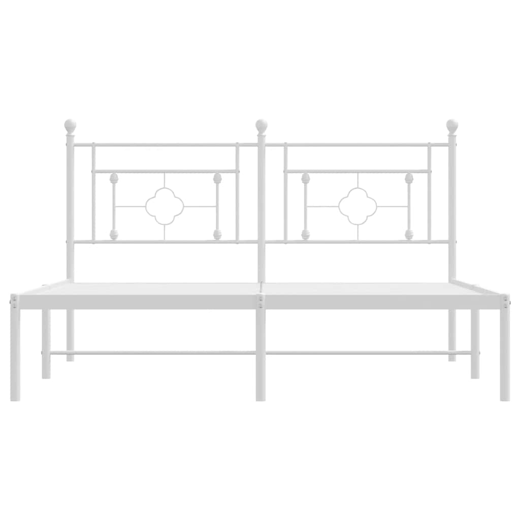 vidaXL Metal Bed Frame without Mattress with Headboard White 160x200cm